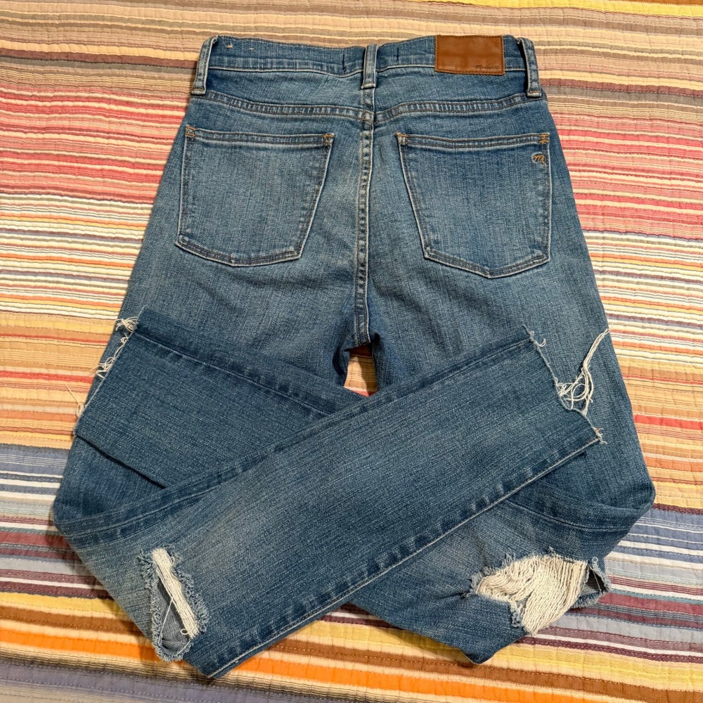 Madewell 9 High-Rise Skinny Crop Distressed Jeans Medium Wash‎ G1421 Size 25